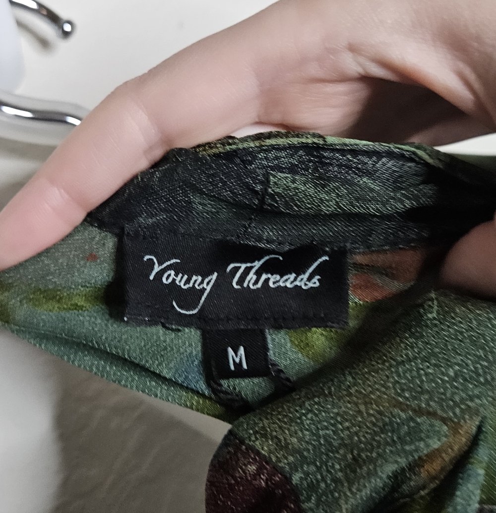 NWT Young Threads Multicolor Patchwork Semisheer … - image 9